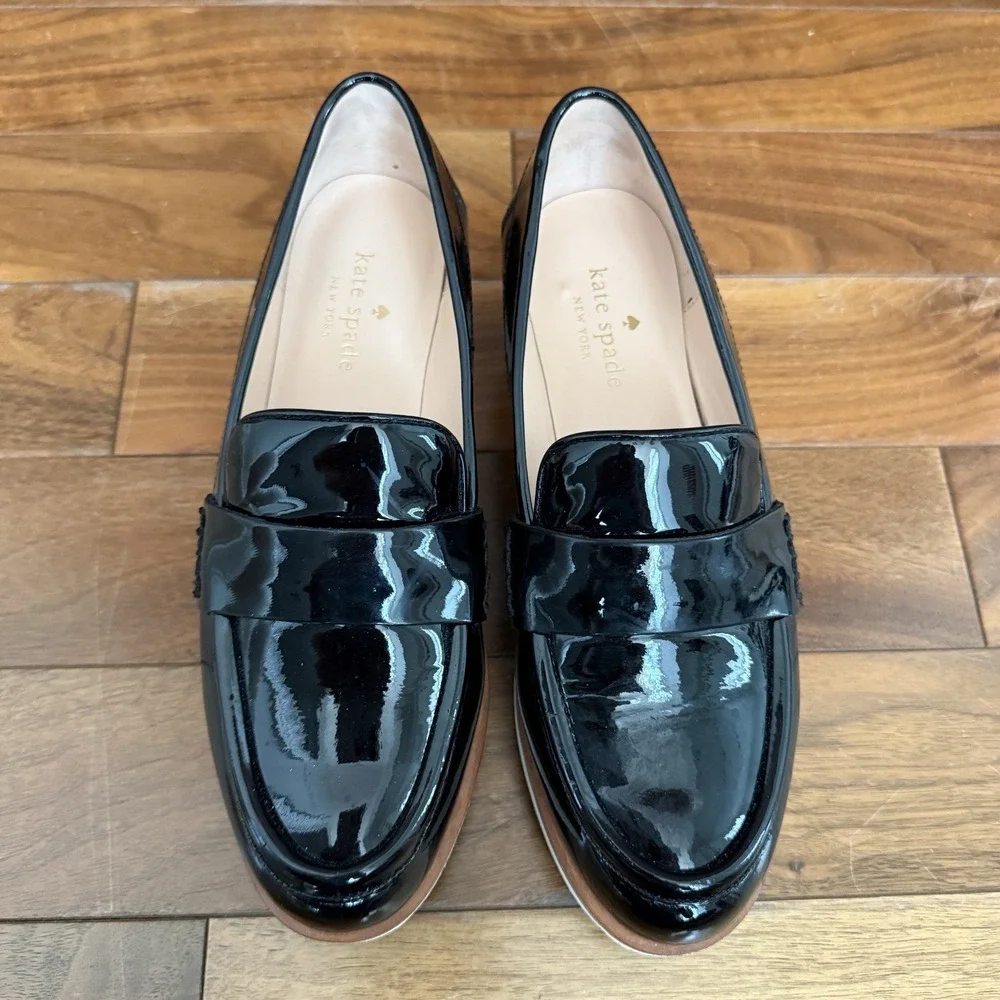 Kate Spade Patent Leather‎ Platform Shoes Women's Size 6.5 Black Designer